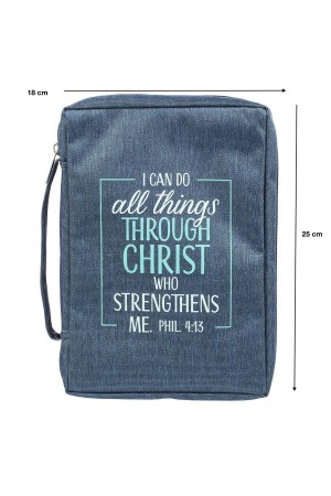 Husă Biblie din material textil - I can do all things through Christ - format M