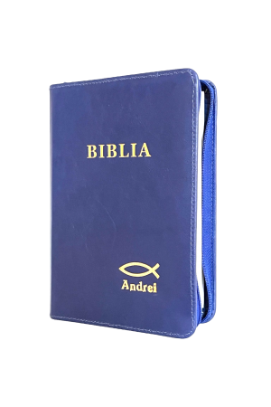 Biblia - copertă din piele și fermoar 053 PF - indigo - OUTLET