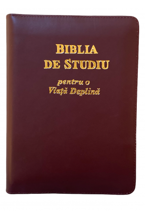 Biblia de studiu pentru o viață deplină - ediție cu piele și fermoar - vișiniu închis