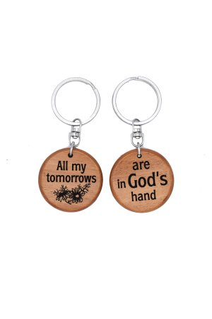 Breloc din lemn - All my tomorrows are in God's hands - GK05-592