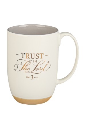 Cană ceramică -- Trust in the Lord - Proverbs 3:5 (alb)