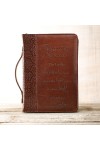 Husă Biblie din imitație de piele maro - „Amazing grace” - format mare