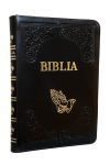Biblia 076 handmade cu maini in rugaciune - piele și fermoar - negru