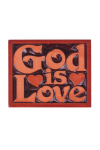 Magnet din lemn - God is Love, cu „ramă” - CAM-02