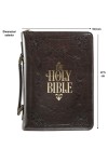 Husă Biblie din imitație de piele maro - „The Holy Bible” - format mare (L)