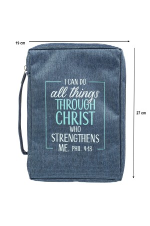 Husă Biblie din material textil - I can do all things through Christ who strengthens me. Phil. 4:13