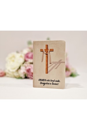 Biblia handmade - model cu cruce -- crem