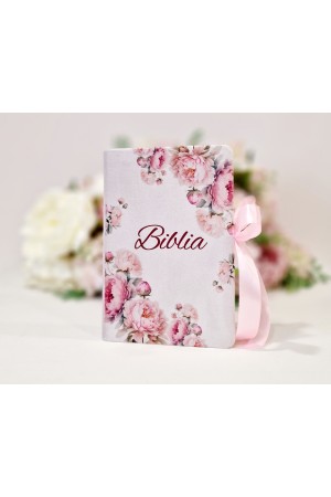 Biblia handmade cu panglică - model floral