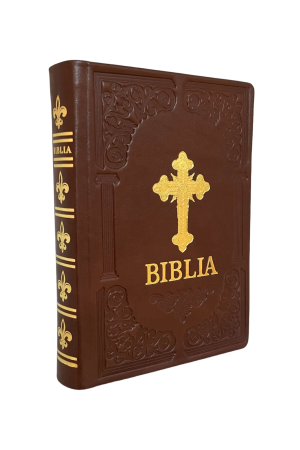 Biblia ortodoxă centenar handmade - maro închis