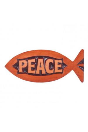 Magnet din lemn, în formă de pește - Peace - CFM-38