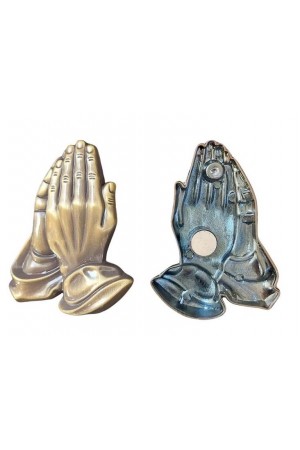 Magnet metalic auriu „mâini în rugăciune” - PM1813