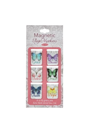 Semn de carte magnetic „Butterfly Blessings” - set de 6 bucăți - format mic