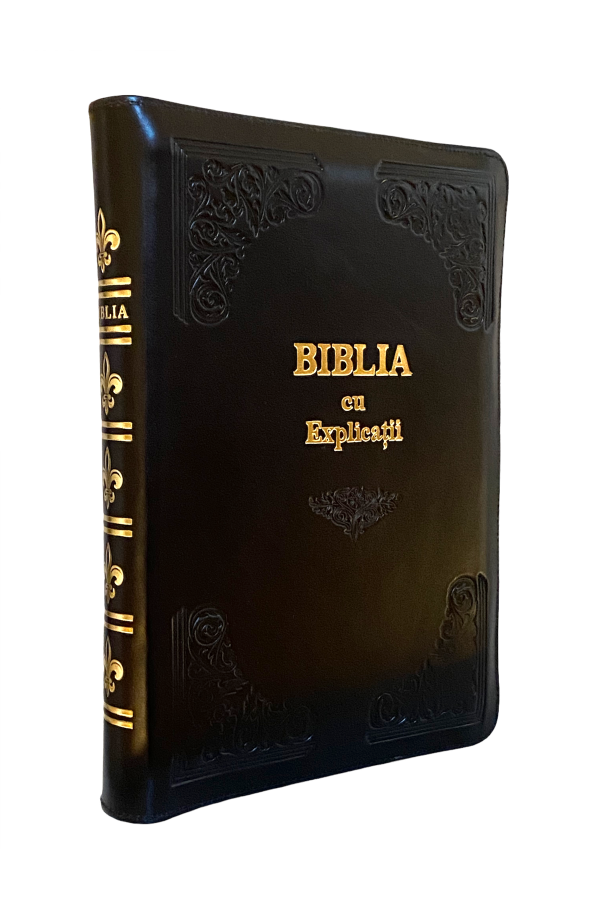 Biblia cu concordanță și explicații, fără index, negru -- handmade -- PF