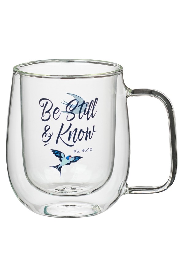 Cană din sticlă -- Be Still & Know