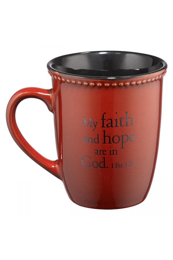 Cană ceramică vintage -- My Faith and Hope Are in God