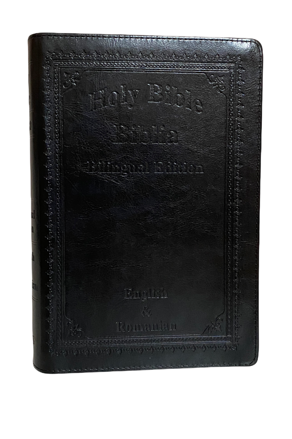 Biblia în format mare - ediție bilingvă română-engleză - cu fermoar - negru