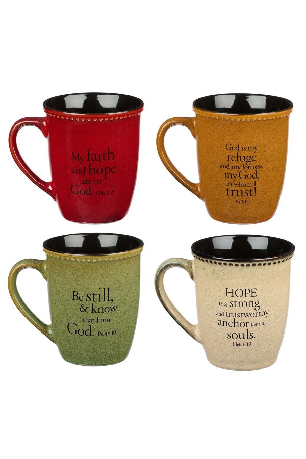 Set 4 căni ceramică -- Faith, Hope,Trust & Be Still
